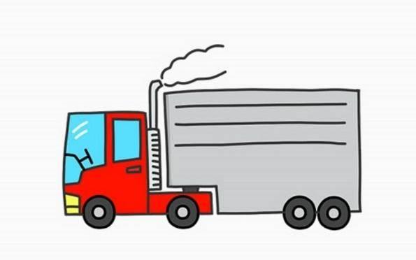 大卡车简笔画 大卡车儿童大卡车简笔画