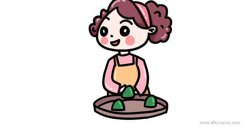 寒食节做青团儿童画怎么画 寒食节做青团简笔画图片