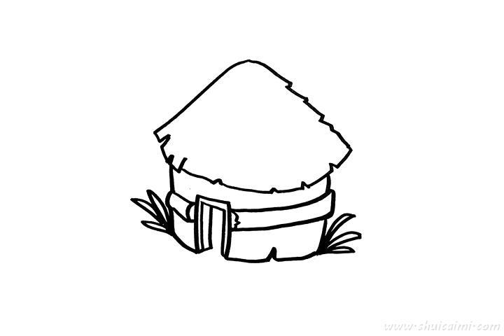茅草屋怎么画 茅草屋简笔画简单彩色
