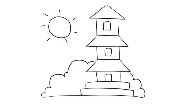 古塔简笔画 古塔简笔画图片大全
