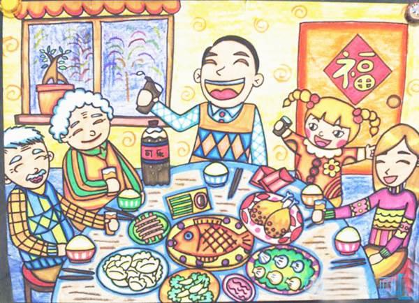 画一桌年夜饭简笔画彩色 年夜饭简笔画彩色 简单