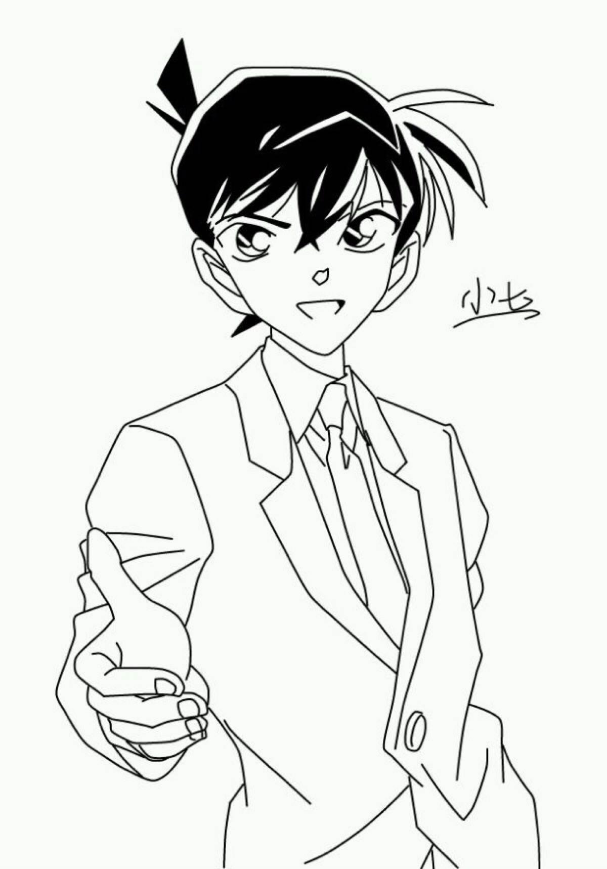 柯南简笔画 手绘柯南头像简笔画