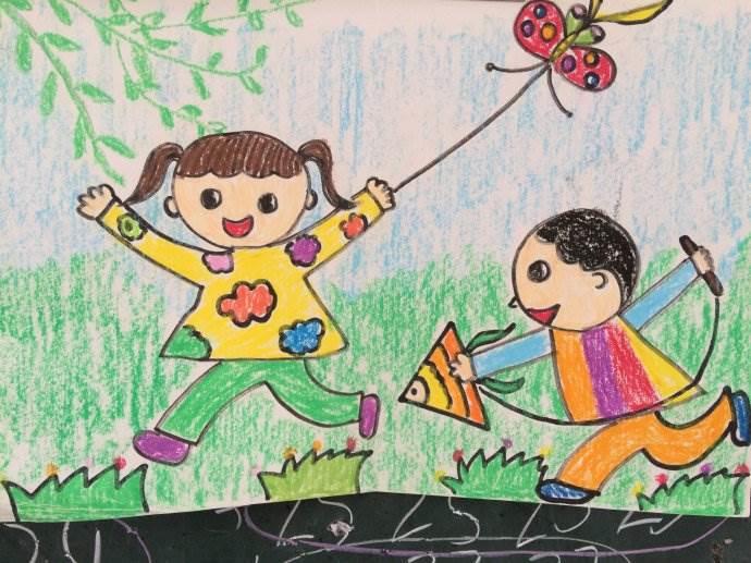 放风筝简笔画 放风筝简笔画儿童画