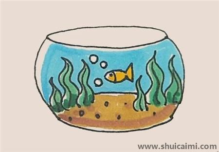 鱼缸彩色儿童简笔画