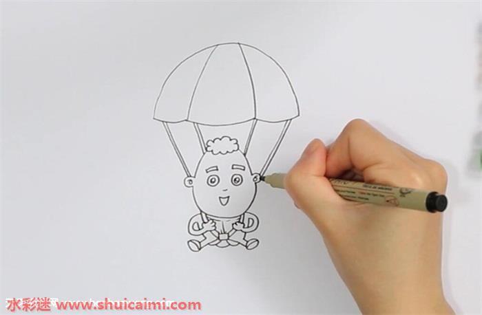 跳伞怎么画 跳伞简笔画简单彩色