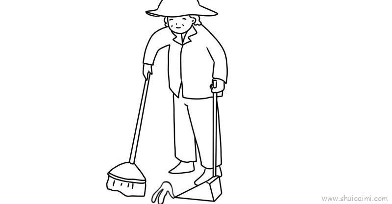 清洁工儿童画怎么画 清洁工简笔画好看