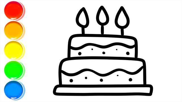 简笔画生日蛋糕 3-6岁儿童简笔画生日蛋糕
