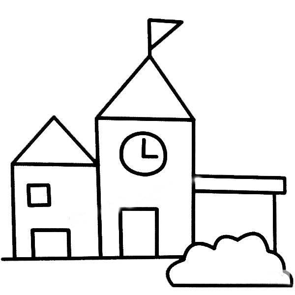 学校的简笔画 小学生画学校的简笔画
