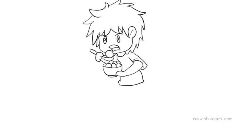 元宵节小孩吃汤圆儿童画怎么画 元宵节小孩吃汤圆简笔画好看