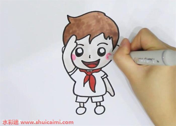 少先队员敬礼简笔画怎么画图片彩色