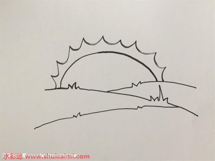 旭日怎么画 旭日简笔画图片带颜色