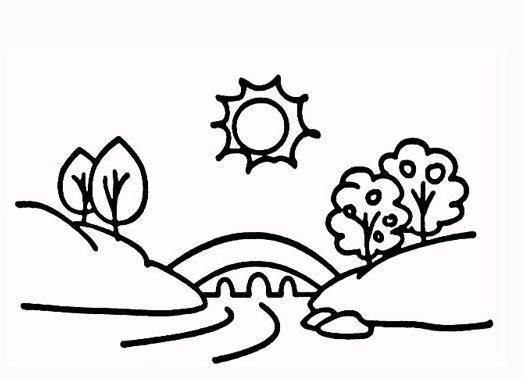 风景画简笔画 风景画简笔画带颜色