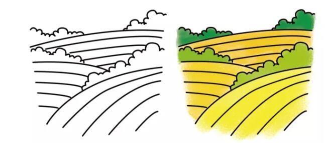 麦田简笔画 金色的麦田简笔画