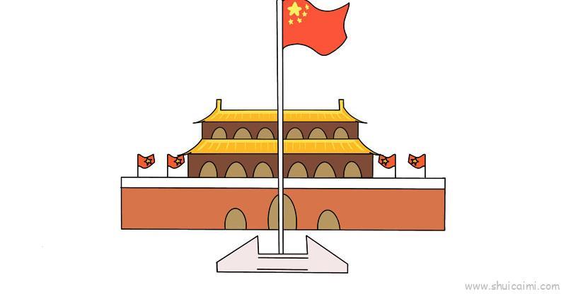 北京天门儿童画怎么画 北京天门简笔画顺序