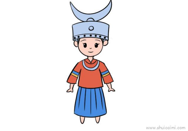 苗族服饰儿童画怎么画 苗族服饰简笔画简单