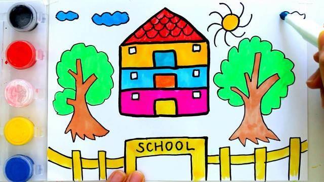 校园简笔画 校园简笔画小学教学楼