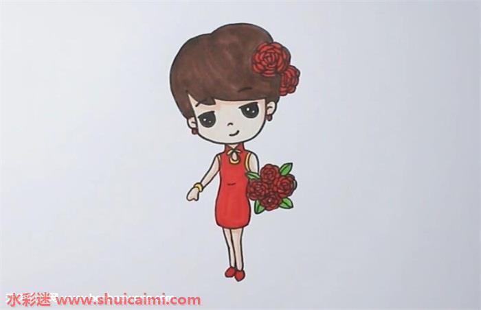 新娘简笔画怎么画漂亮彩色