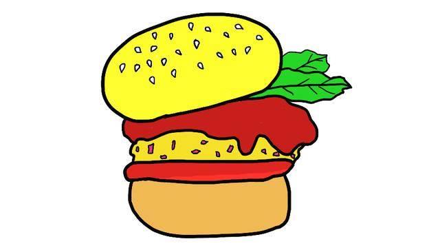 汉堡的简笔画图片大全 汉堡的简笔画简单又漂亮