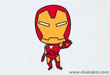 Q版钢铁侠彩色儿童简笔画