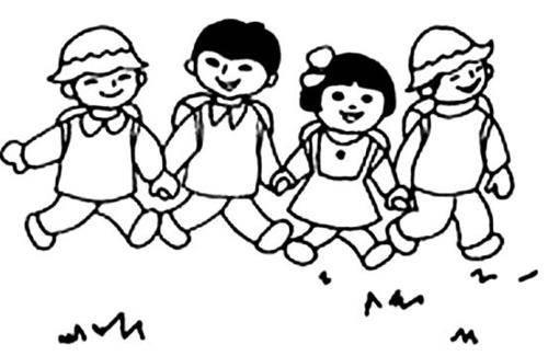 小朋友手拉手简笔画 两个小朋友手拉手简笔画