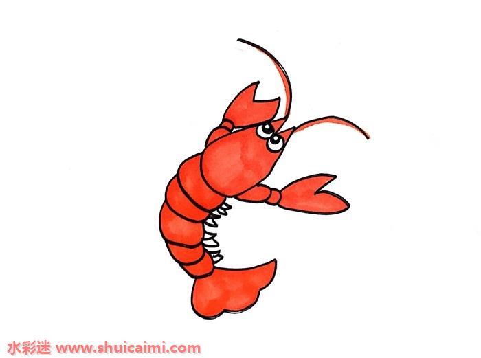 儿童画小虾怎么画 小虾简笔画图片彩色