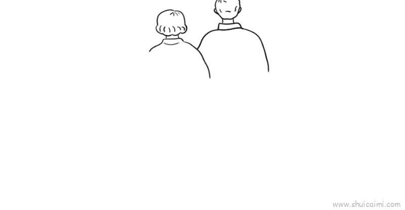 父母背影儿童画怎么画 父母背影简笔画简单