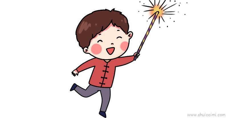 放烟花儿童画怎么画 放烟花简笔画图片