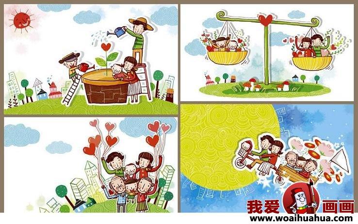 欢乐的一家人-儿童卡通漫画简笔画怎么画 欢乐的一家人-儿童卡通漫画简笔画顺序