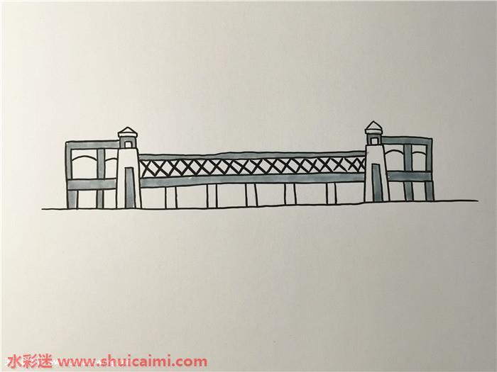 武汉长江大桥怎么画 武汉长江大桥简笔画图片带颜色