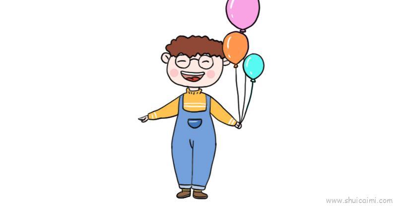 元旦拿气球儿童画怎么画 元旦拿气球简笔画步骤