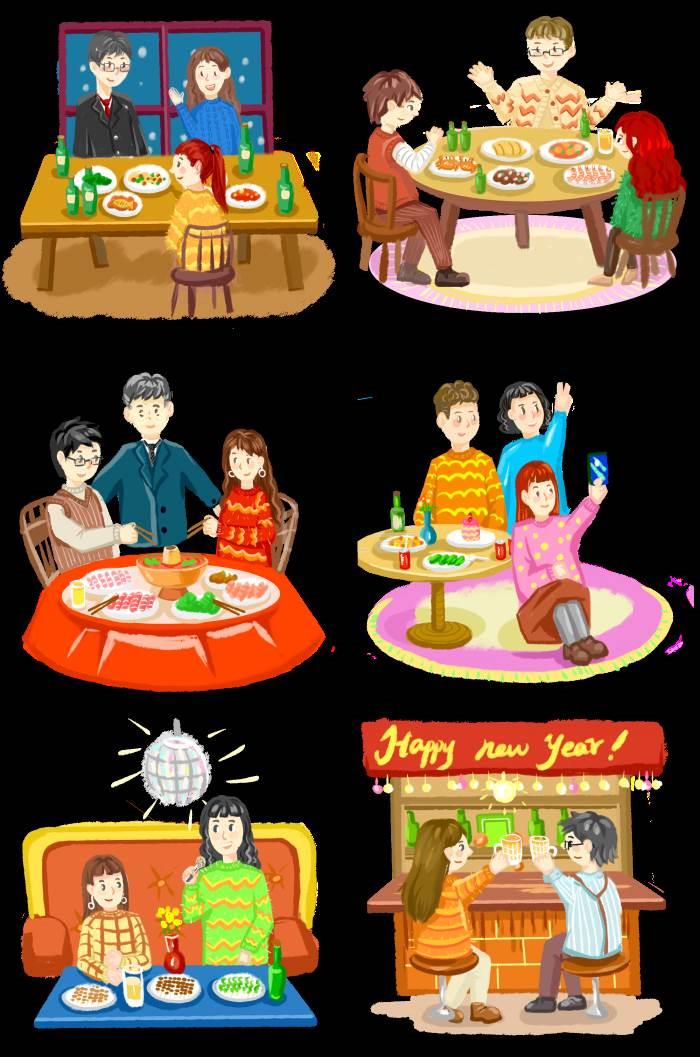 画一桌年夜饭简笔画 年夜饭简笔画简单又漂亮