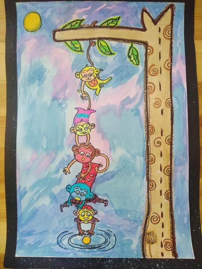 猴子捞月简笔画 猴子捞月简笔画连环画