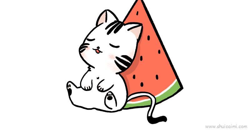 小猫乘凉儿童画怎么画 小猫乘凉简笔画图片