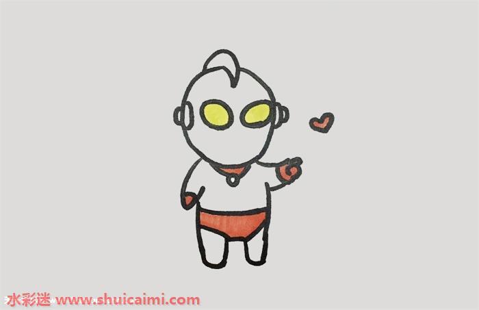 卡通创意的奥特曼艾克斯简笔画步骤图