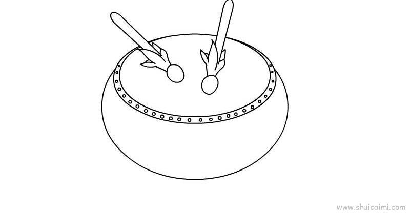敲鼓儿童画怎么画 敲鼓简笔画步骤