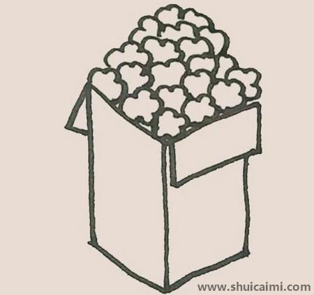 美味的爆米花儿童简笔画绘画教学