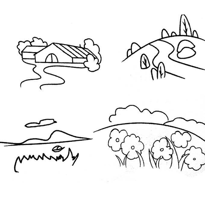 风景简笔画 风景简笔画山水画