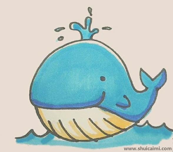 可爱彩色鲸鱼儿童简笔画