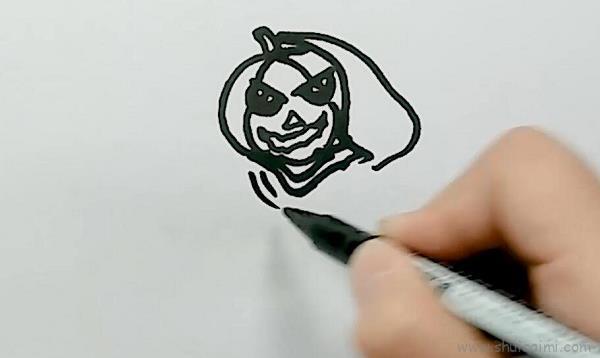 南瓜死神儿童画怎么画 南瓜死神简笔画图片