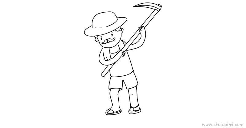 农名种地儿童画怎么画 农名种地简笔画绘画教程