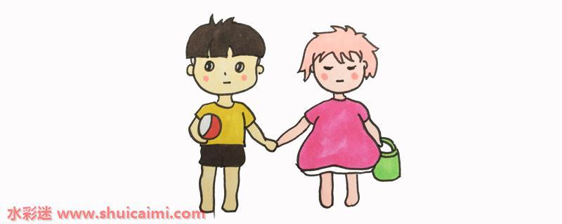 波妞和宗介怎么画 彩色波妞和宗介简笔画图片教程步骤