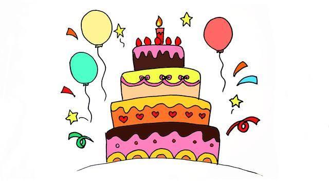 简笔画生日蛋糕 3-6岁儿童简笔画生日蛋糕