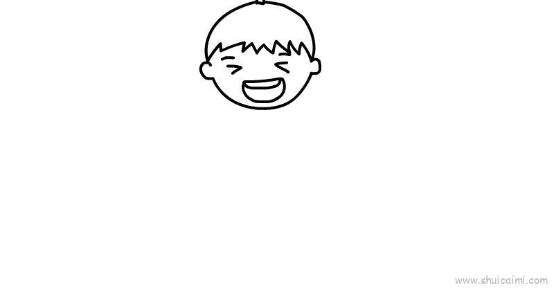 吃西瓜的儿童可爱简笔画教学