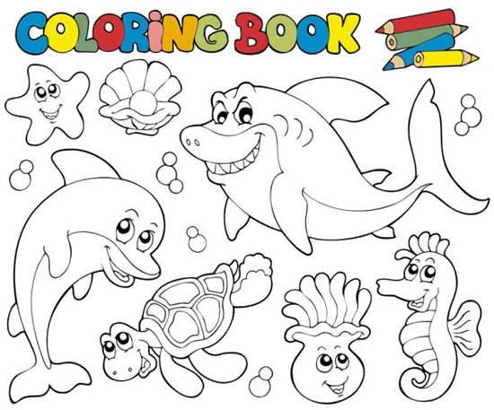 海洋简笔画 海洋简笔画图片带颜色