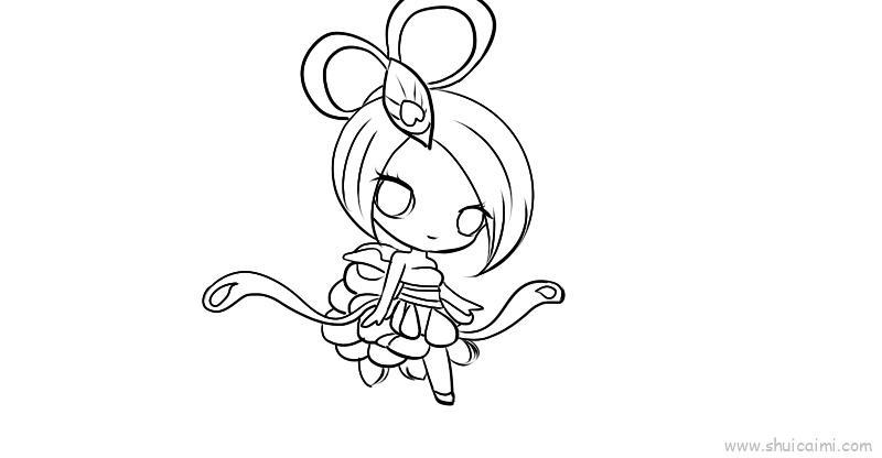 7个叶罗丽仙子蓝孔雀儿童画怎么画 7个叶罗丽仙子蓝孔雀简笔画步骤