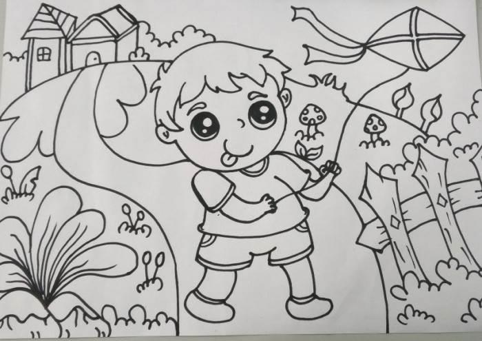 放风筝简笔画 放风筝简笔画儿童画
