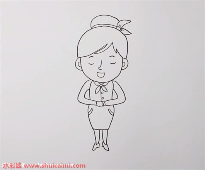 空姐怎么画 空姐简笔画步骤