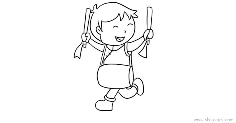 新春敲鼓儿童画怎么画 新春敲鼓简笔画简单又好看