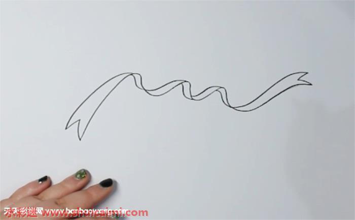 红飘带怎么画 红飘带简笔画彩色