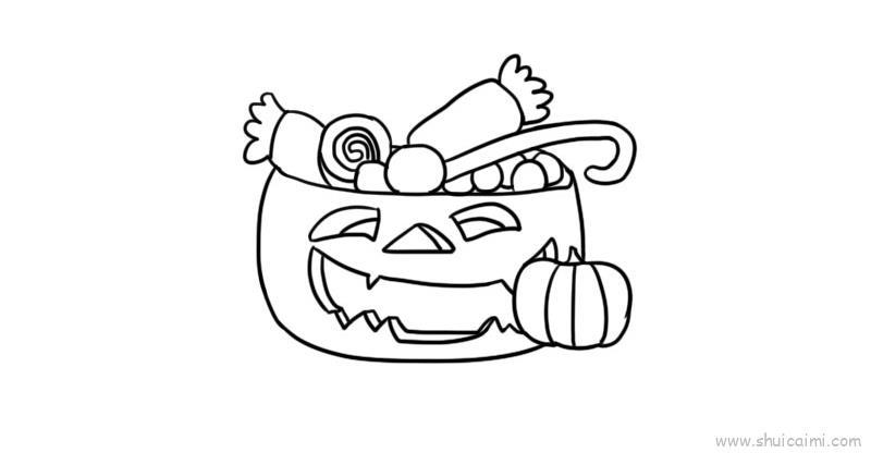 南瓜糖果儿童画怎么画 南瓜糖果简笔画图片